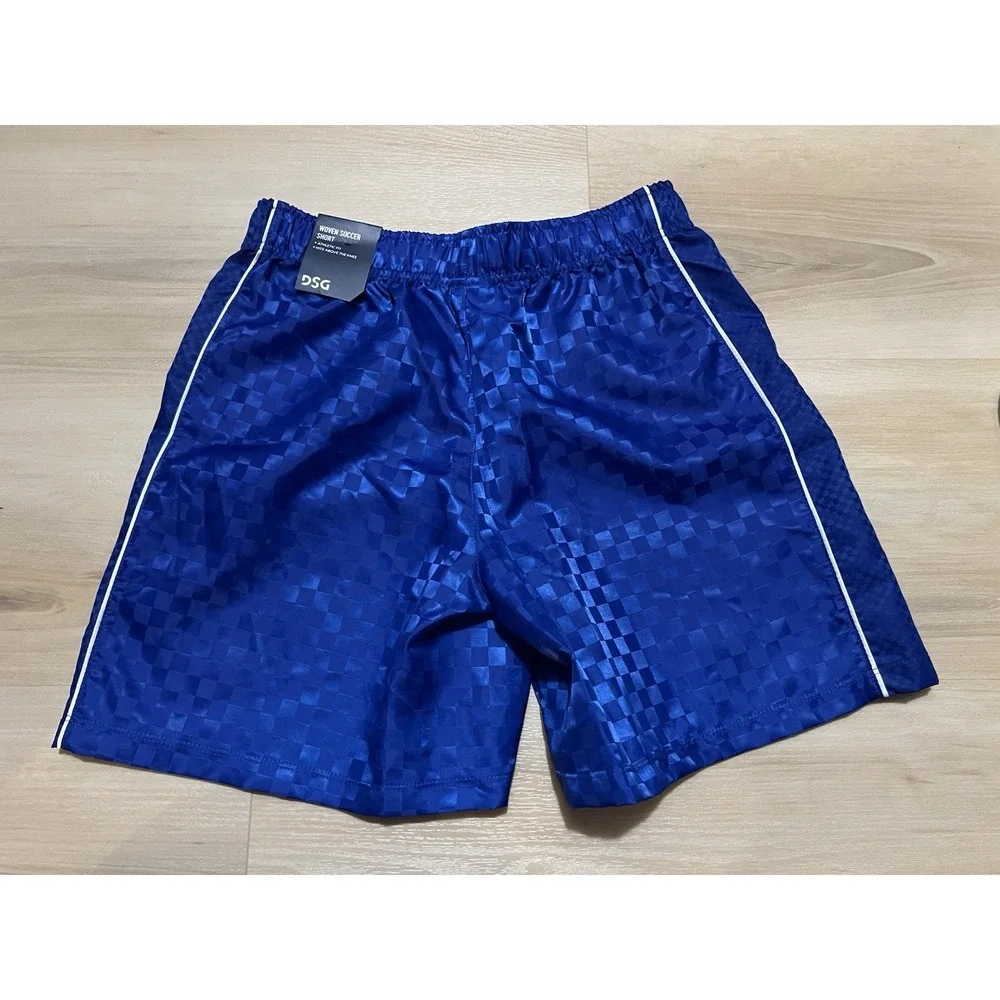 NWT DSG Boys L Woven Soccer Short Team Royal Blue Geometric Regular Size Large‎